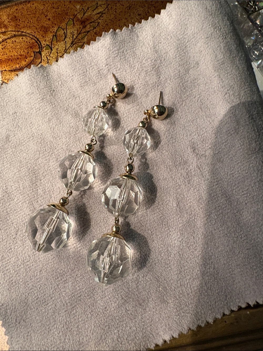 Elegant Clear Crystal Drop Earrings - Faceted Bead Dangle